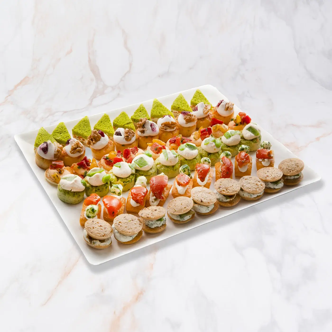 Pièce Cocktail végétarienne salé à partager pour un dîner, réunion ou évènement - Jardins d'Épicure traiteur artisanal et écoresponsable qui fait de livraison à Paris et Île de France