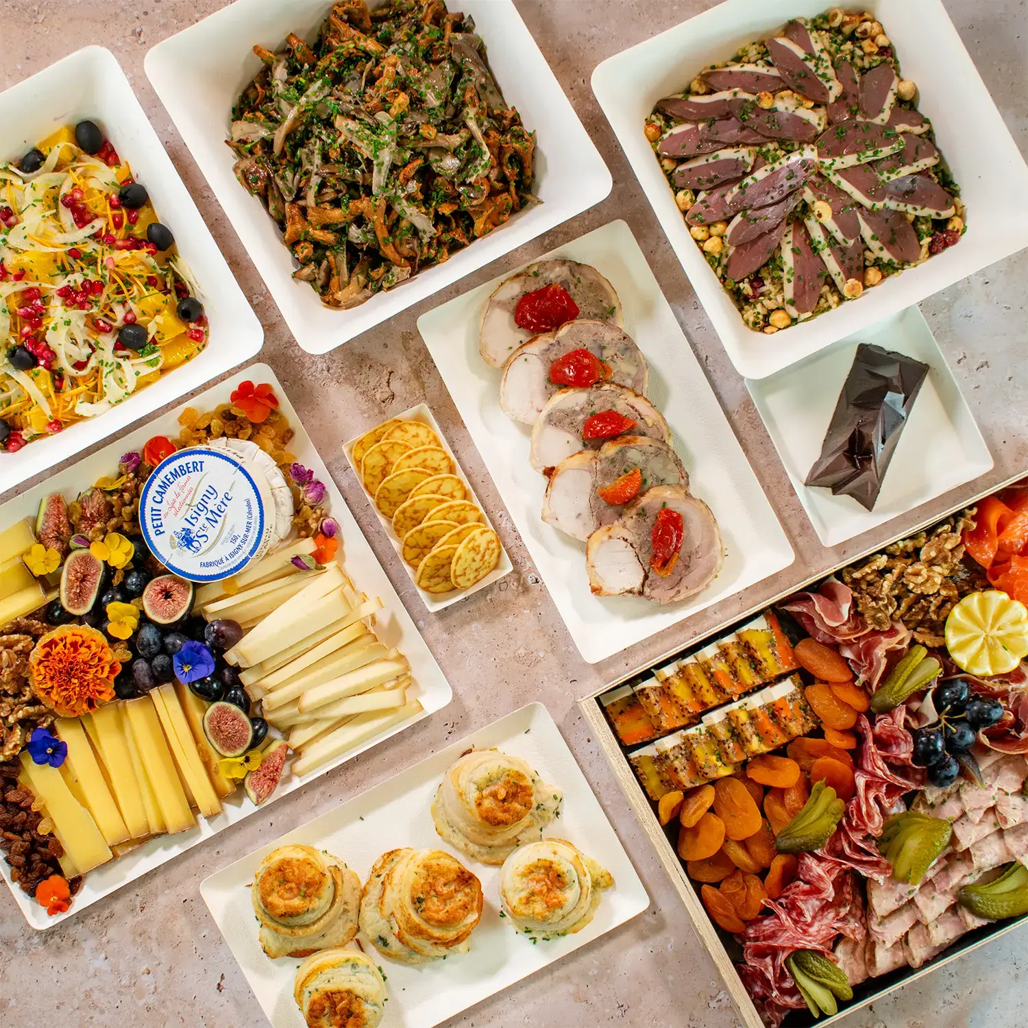 Buffet festif à composer pour 10 personnes – Jardins d’Epicure